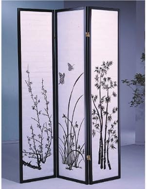 Serenity Bamboo Garden Room Divider, 3-8 Panels (8 Panels with Butterflies)