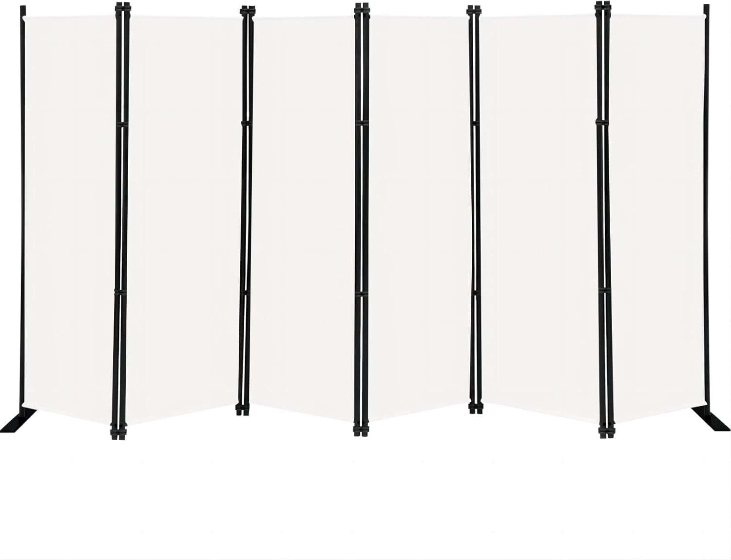 MAYOLIAH 6 Panel Folding Privacy Screen 9ft Wide, 6ft Tall Partition Room Divider Portable Office Walls Dividers, Black