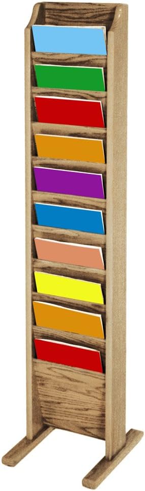 Wooden Mallet 10-Pocket Cascade Free-Standing Magazine Rack, Mahogany