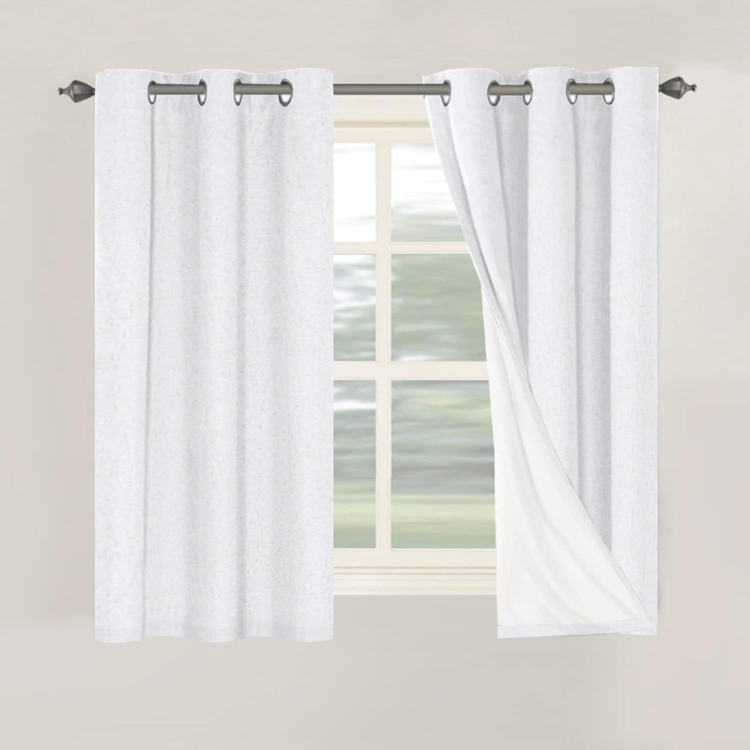 H.VERSAILTEX Linen 100% Blackout Curtains for Bedroom Full Light Blocking Curtains, Textured Window Curtain for Living Room 84 inch Grommet, Energy Efficient Curtains White Liner(2 Panels, Natural)
