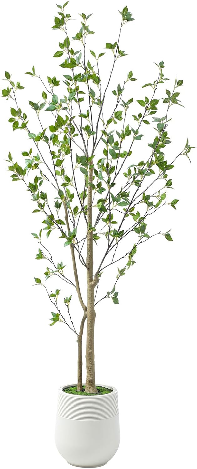 Bellacat 6ft Artificial Minimalist Citrus Tree with Lifelike Leaves, 72in Faux Citrus Tree with Realistic Trunks, Faux Tree Indoor Outdoor for Home Office Living Room Bedroom Porch Decor.