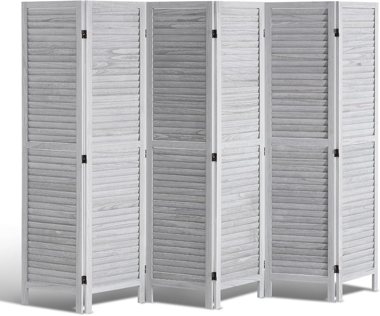 VEVOR Wood Room Divider, 8 Panel Wood Folding Privacy Screen, 66.9 Inches Tall Indoor Louvered Wooden Partition, Portable Decoration Screen, for Room Separation, Home, Office, Restaurant & Bedroom