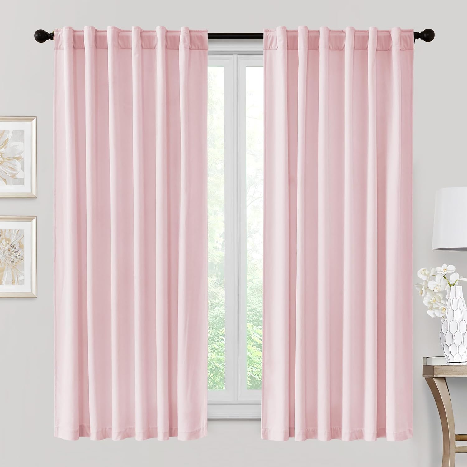 RYB HOME Velvet Curtains 96 inches - Blackout Curtains for Living Room,Thermal Insulated Noise Reducing Panels Luxury Vertical Sense Window Decor for Party Backdrops, Navy Blue, W52 x L96, 2 Panels