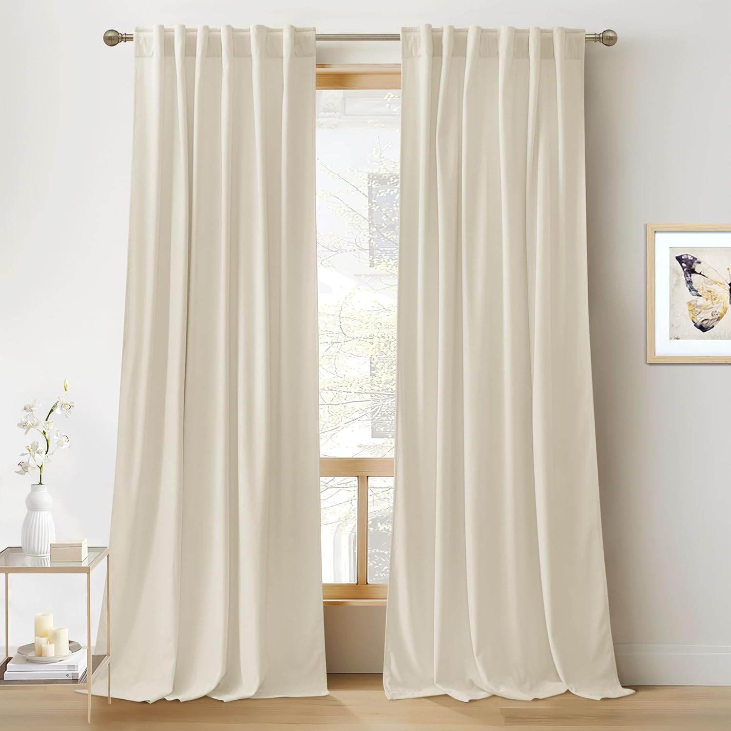 RYB HOME Velvet Curtains 96 inches - Blackout Curtains for Living Room,Thermal Insulated Noise Reducing Panels Luxury Vertical Sense Window Decor for Party Backdrops, Navy Blue, W52 x L96, 2 Panels