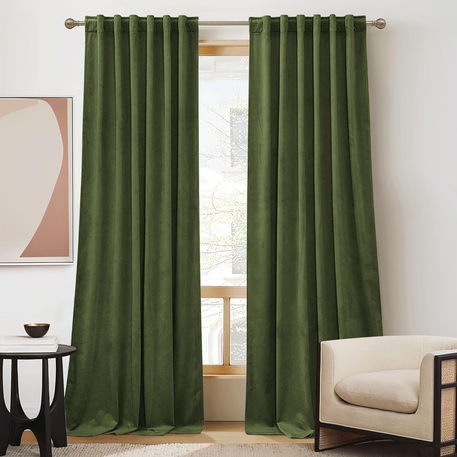 RYB HOME Velvet Curtains 96 inches - Blackout Curtains for Living Room,Thermal Insulated Noise Reducing Panels Luxury Vertical Sense Window Decor for Party Backdrops, Navy Blue, W52 x L96, 2 Panels