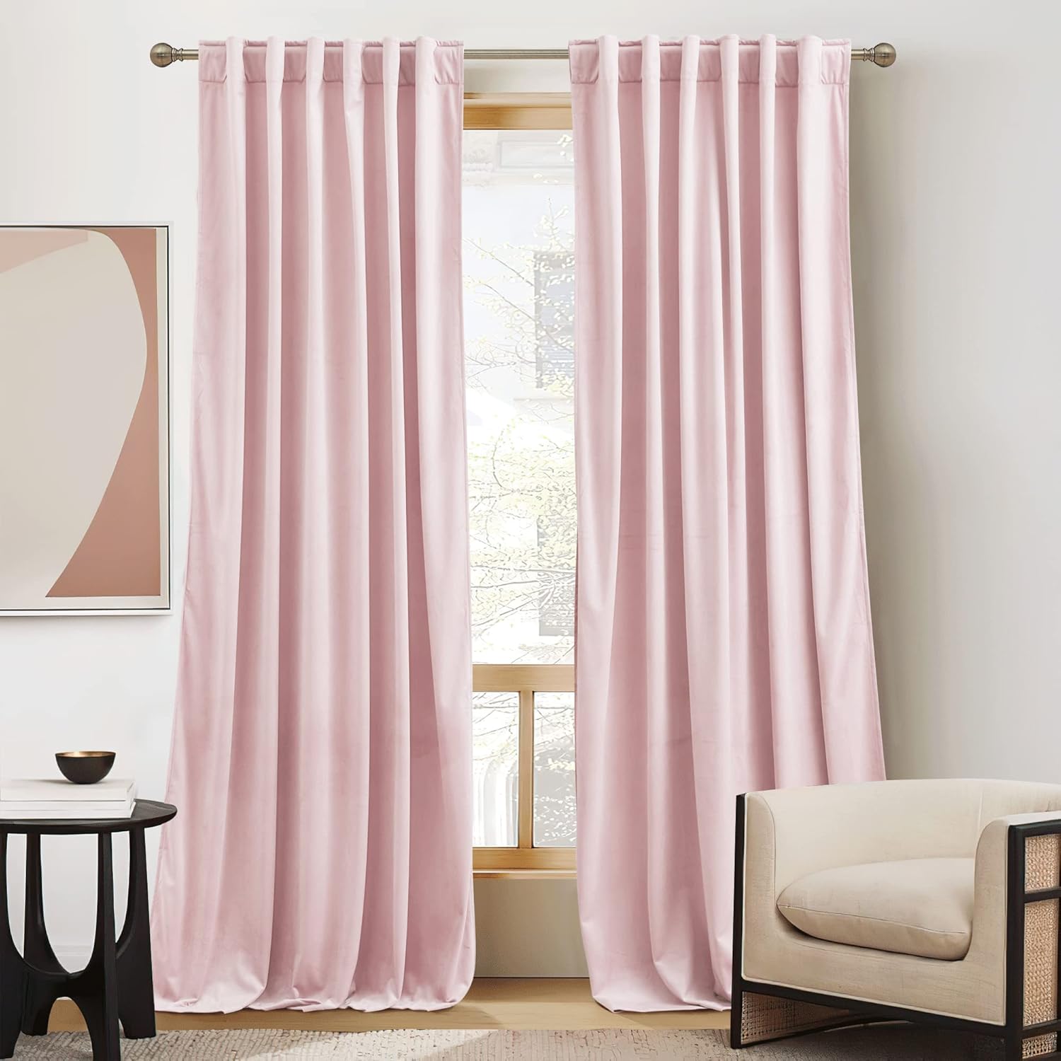 RYB HOME Velvet Curtains 96 inches - Blackout Curtains for Living Room,Thermal Insulated Noise Reducing Panels Luxury Vertical Sense Window Decor for Party Backdrops, Navy Blue, W52 x L96, 2 Panels