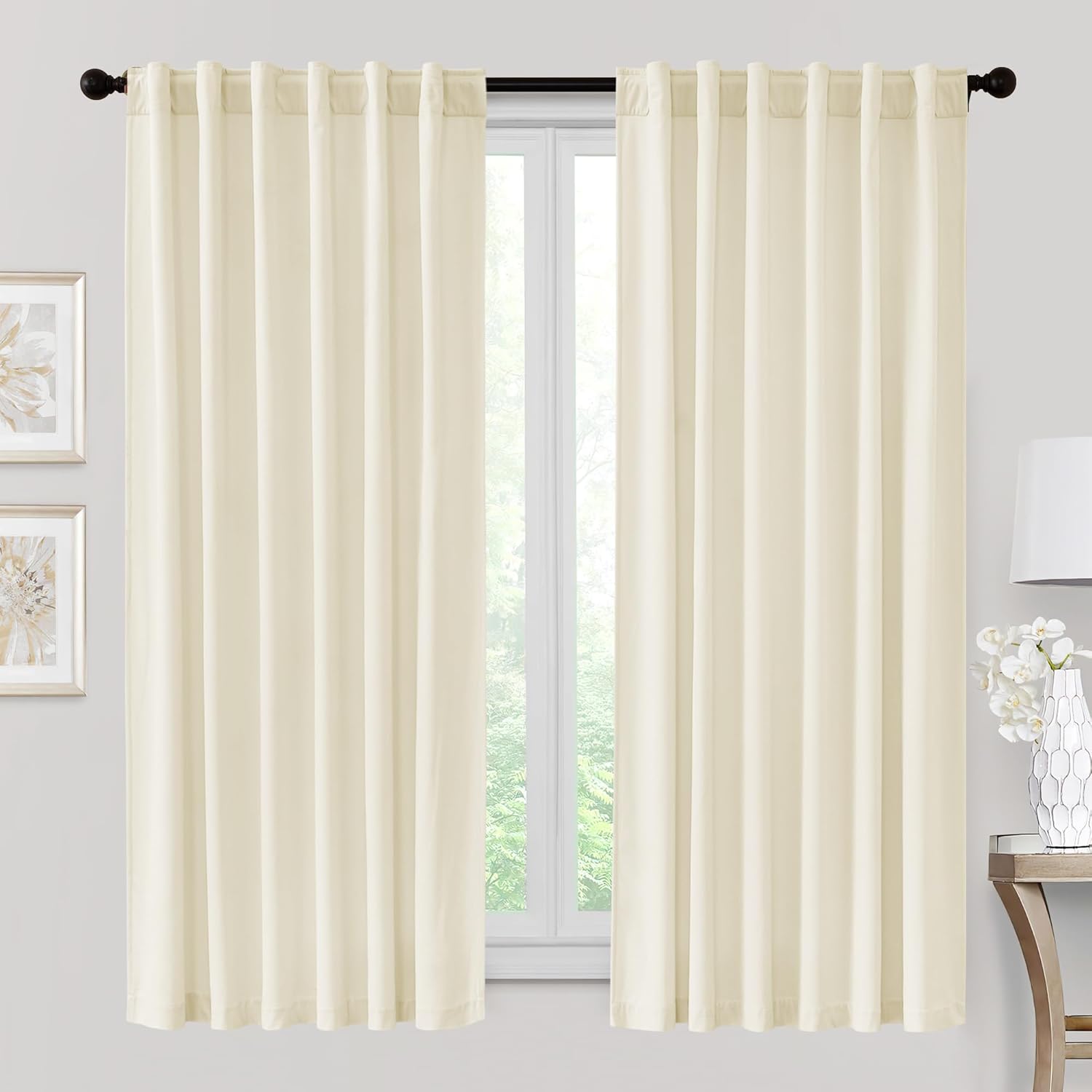 RYB HOME Velvet Curtains 96 inches - Blackout Curtains for Living Room,Thermal Insulated Noise Reducing Panels Luxury Vertical Sense Window Decor for Party Backdrops, Navy Blue, W52 x L96, 2 Panels