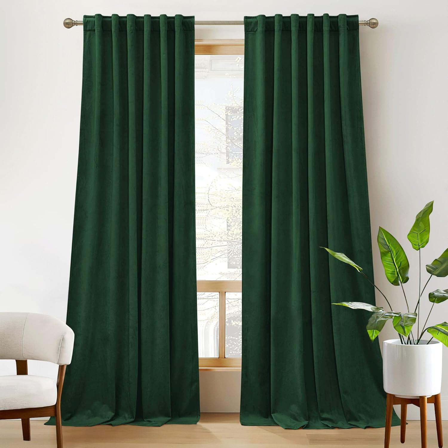 RYB HOME Velvet Curtains 96 inches - Blackout Curtains for Living Room,Thermal Insulated Noise Reducing Panels Luxury Vertical Sense Window Decor for Party Backdrops, Navy Blue, W52 x L96, 2 Panels