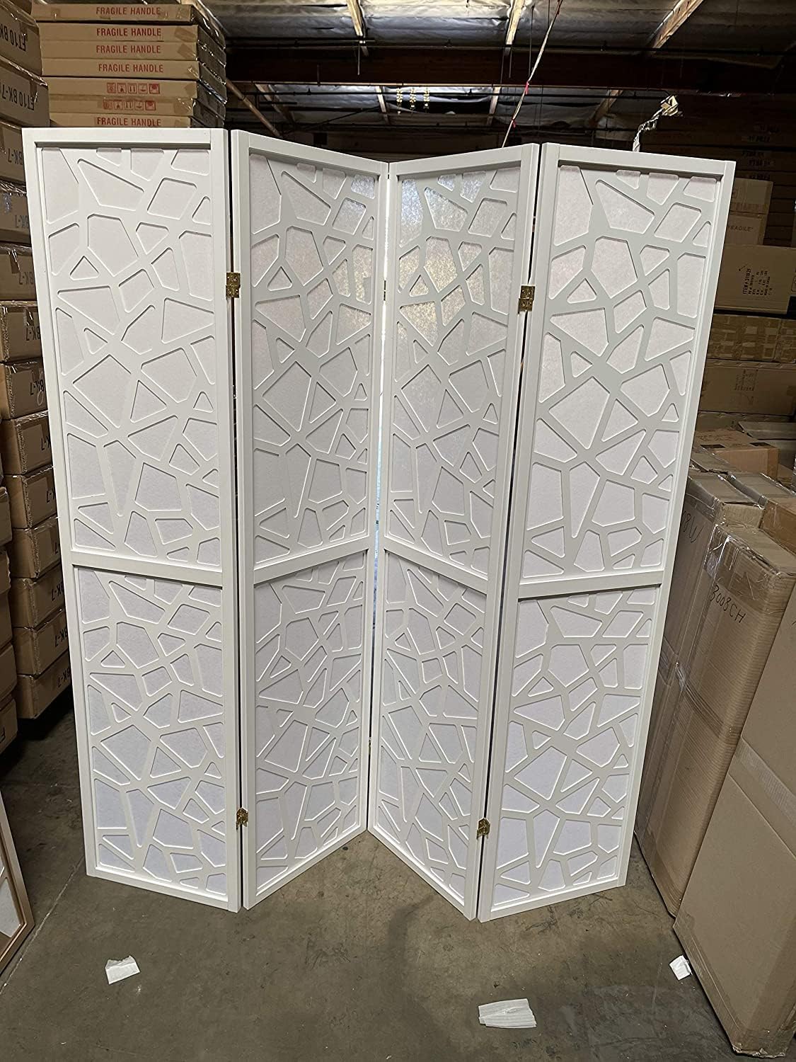 Mosaic Breeze Room Divider, 3-8 Panel (Gold, 4 Panel)