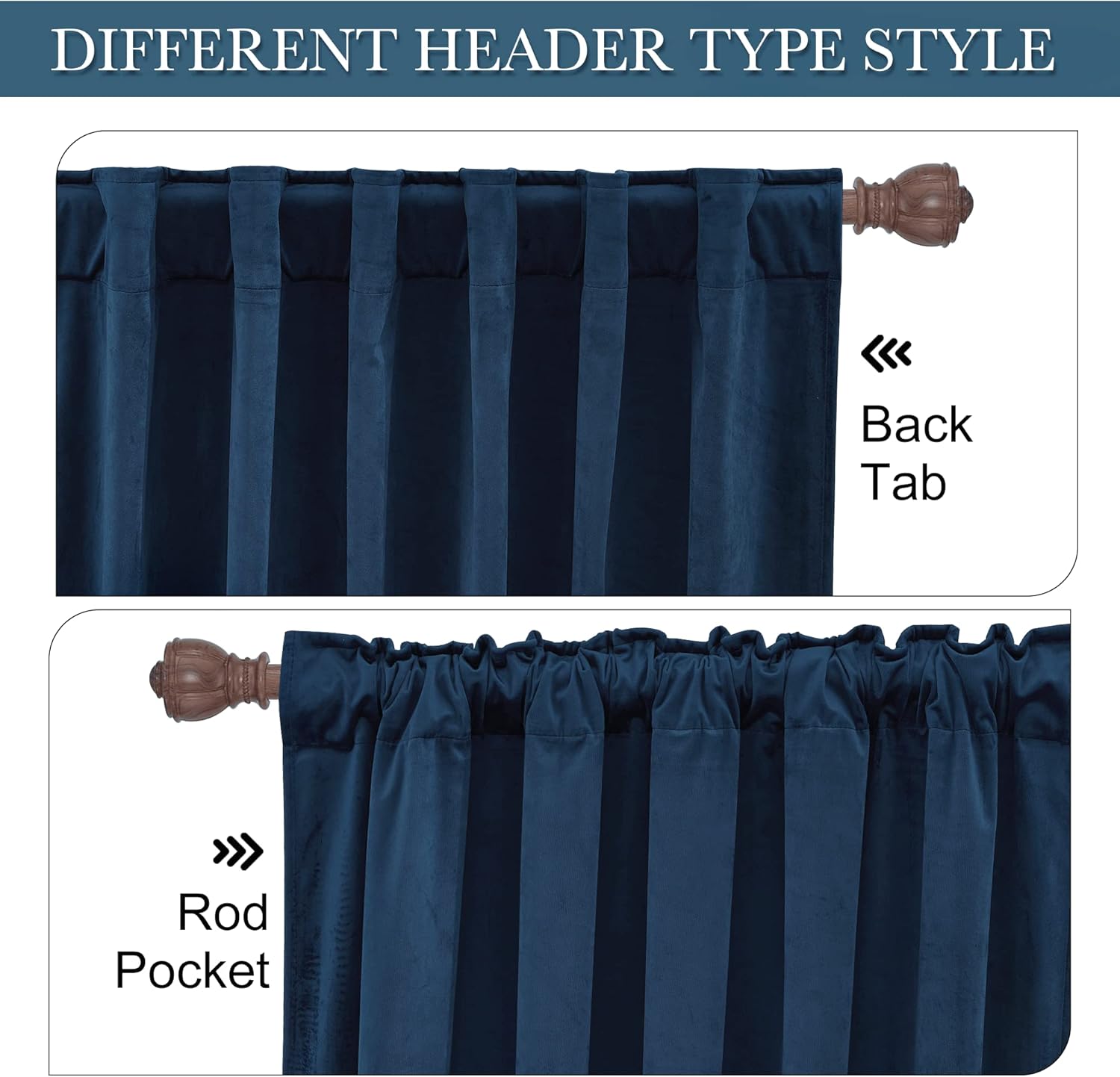RYB HOME Velvet Curtains 96 inches - Blackout Curtains for Living Room,Thermal Insulated Noise Reducing Panels Luxury Vertical Sense Window Decor for Party Backdrops, Navy Blue, W52 x L96, 2 Panels