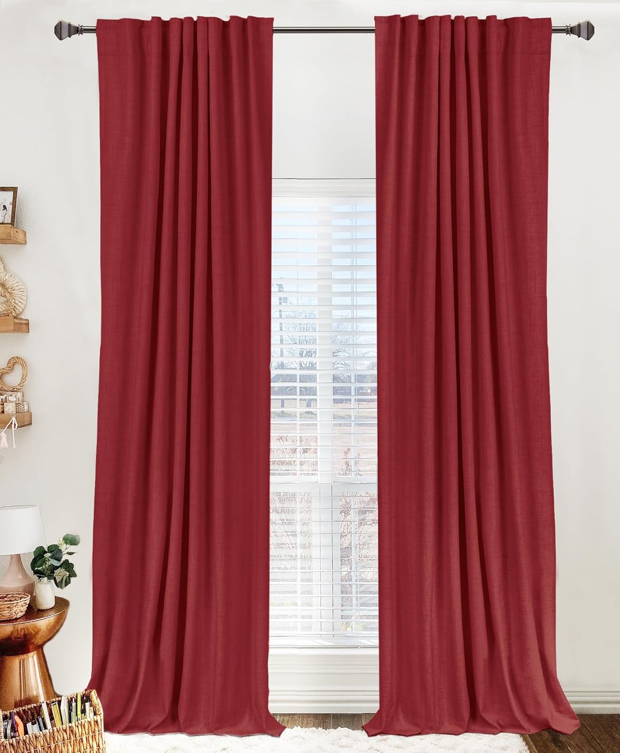 100% Blackout Shield Linen Blackout Curtains for Bedroom 84 Inches Long, Back Tab/Rod Pocket Living Room Drapes, Thermal Insulated Blackout Curtains 2 Panels Set, 50" W x 84" L, Cream