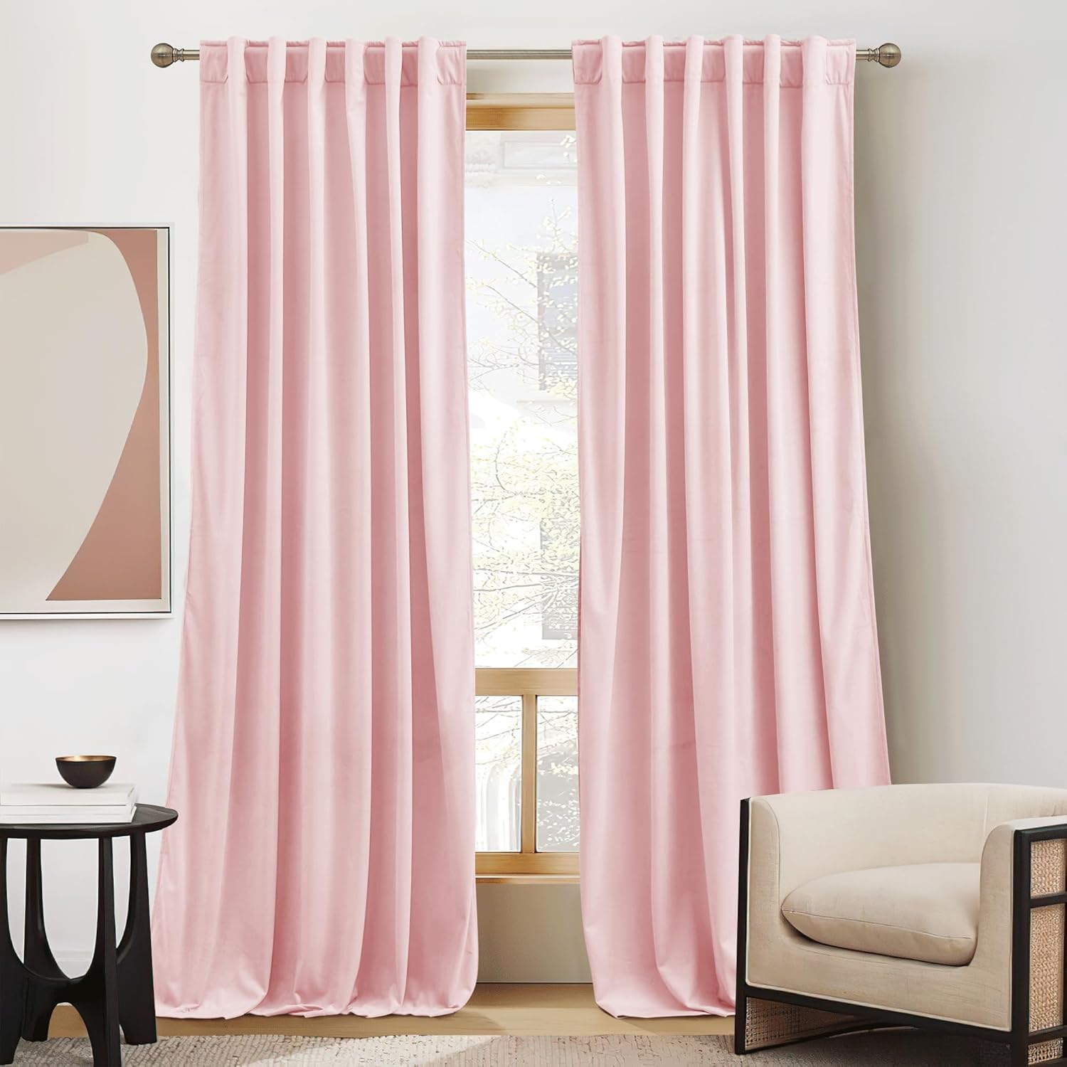 RYB HOME Velvet Curtains 96 inches - Blackout Curtains for Living Room,Thermal Insulated Noise Reducing Panels Luxury Vertical Sense Window Decor for Party Backdrops, Navy Blue, W52 x L96, 2 Panels