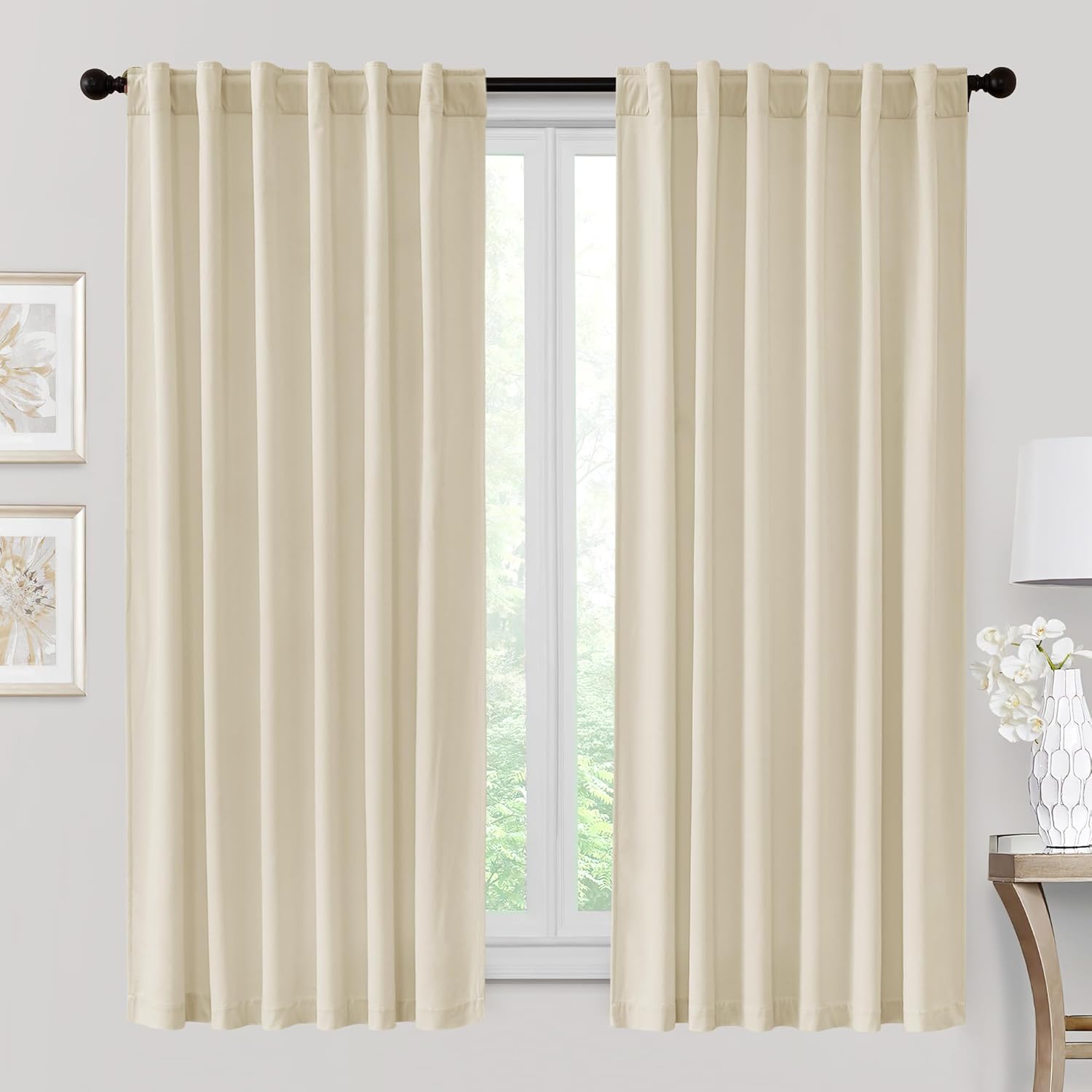 RYB HOME Velvet Curtains 96 inches - Blackout Curtains for Living Room,Thermal Insulated Noise Reducing Panels Luxury Vertical Sense Window Decor for Party Backdrops, Navy Blue, W52 x L96, 2 Panels
