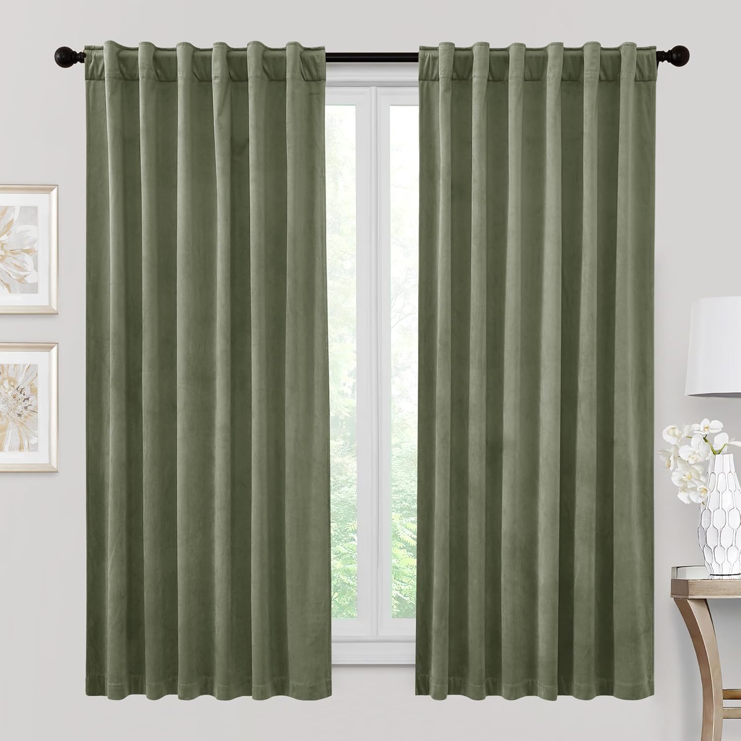 RYB HOME Velvet Curtains 96 inches - Blackout Curtains for Living Room,Thermal Insulated Noise Reducing Panels Luxury Vertical Sense Window Decor for Party Backdrops, Navy Blue, W52 x L96, 2 Panels