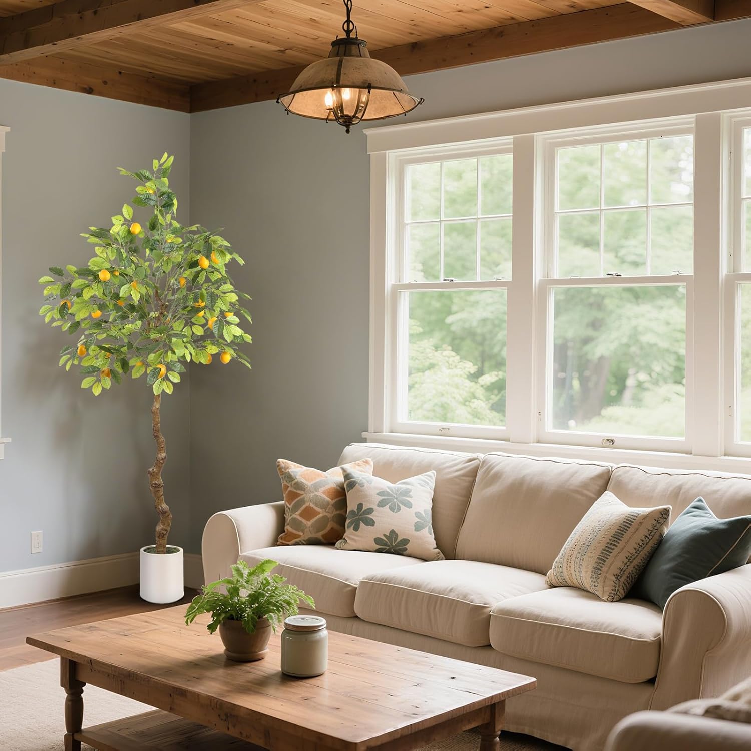 Artificial Lemon Tree Potted Plant with 23 Lemon Fruits, 6 Feet Tall Brings Nature Indoors and Comes to Life for Living Room, Bedroom or Office Decor