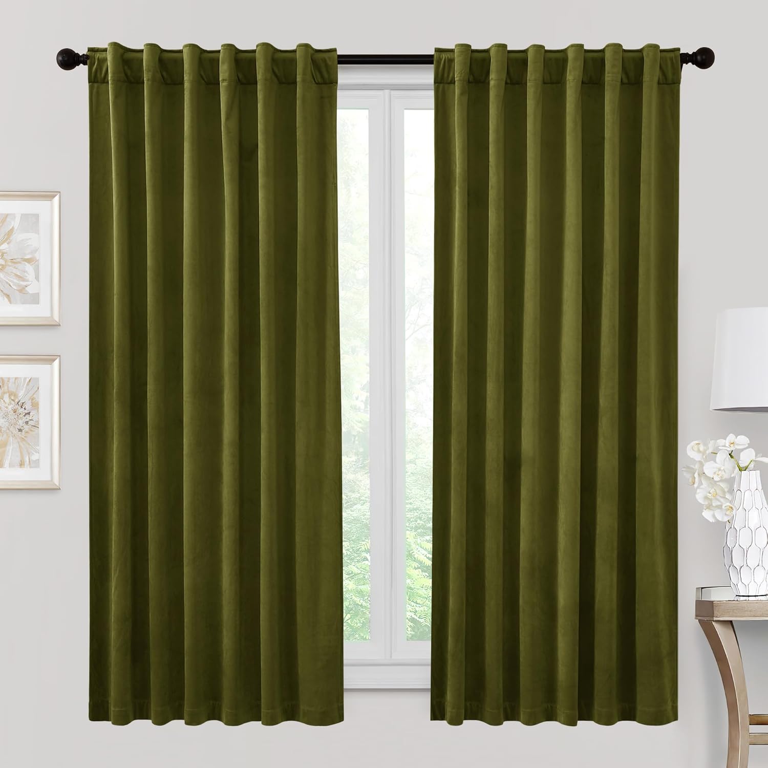 RYB HOME Velvet Curtains 96 inches - Blackout Curtains for Living Room,Thermal Insulated Noise Reducing Panels Luxury Vertical Sense Window Decor for Party Backdrops, Navy Blue, W52 x L96, 2 Panels
