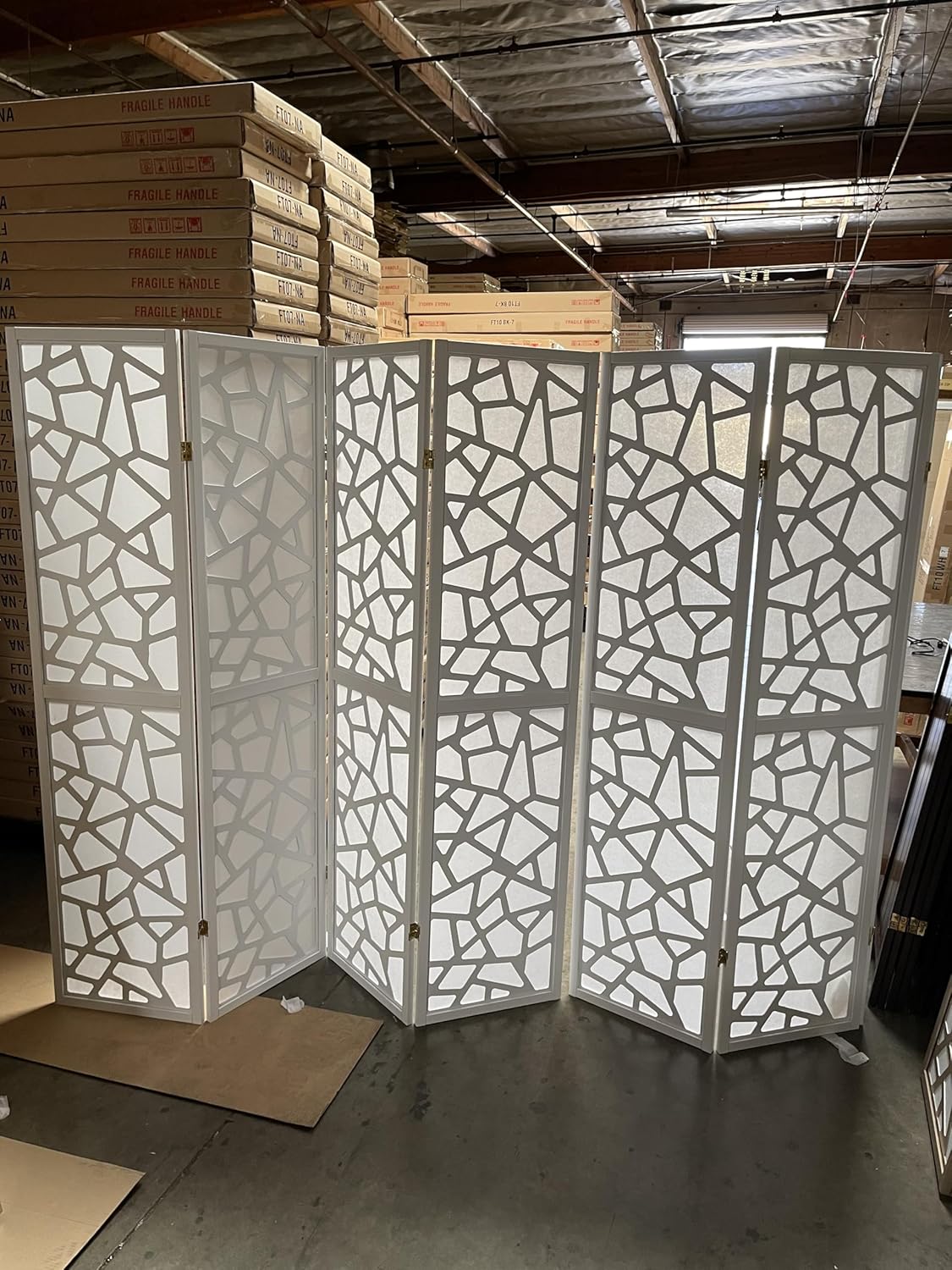 Mosaic Breeze Room Divider, 3-8 Panel (Gold, 4 Panel)