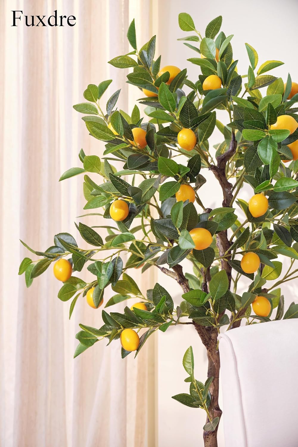 5ft Tall Artificial Lemon Tree with Fake Lemons Floor Plants Artificial for Decor Realistic to Indoor Home Office Fauxe Lemon Tree, Yellow