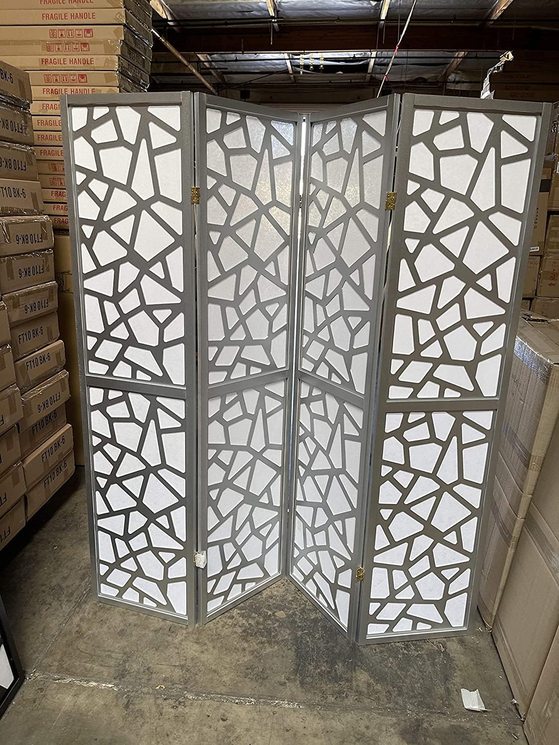Mosaic Breeze Room Divider, 3-8 Panel (Gold, 4 Panel)