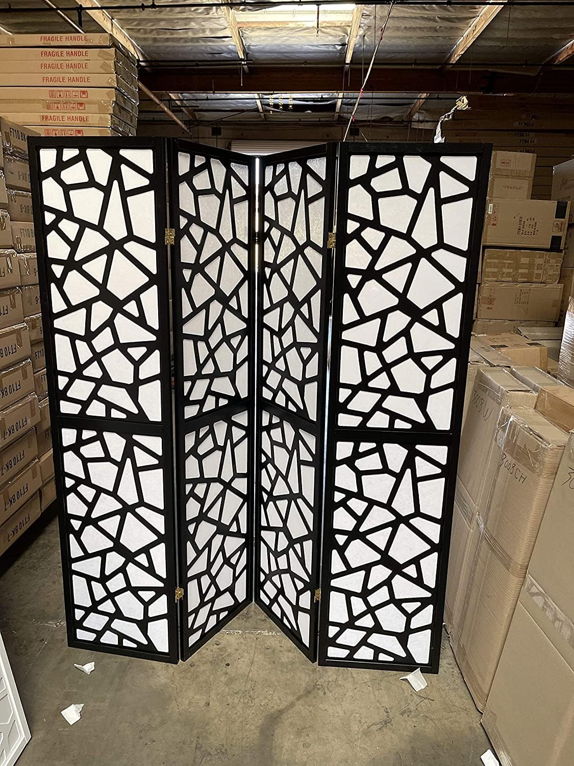 Mosaic Breeze Room Divider, 3-8 Panel (Gold, 4 Panel)