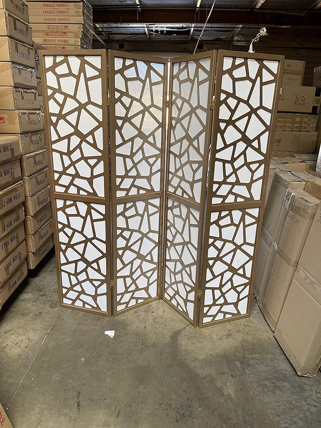 Mosaic Breeze Room Divider, 3-8 Panel (Gold, 4 Panel)