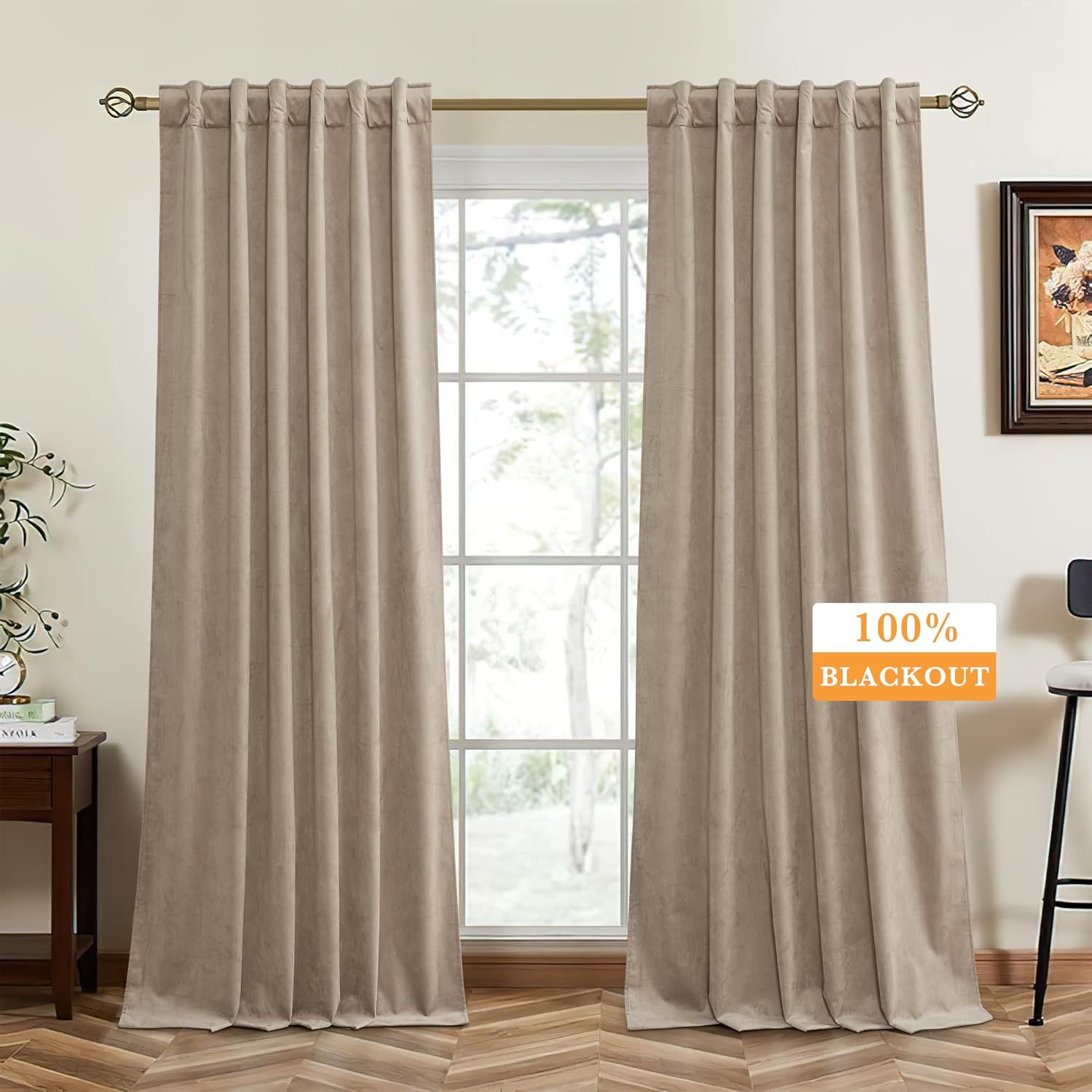 RYB HOME Velvet Curtains 96 inches - Blackout Curtains for Living Room,Thermal Insulated Noise Reducing Panels Luxury Vertical Sense Window Decor for Party Backdrops, Navy Blue, W52 x L96, 2 Panels