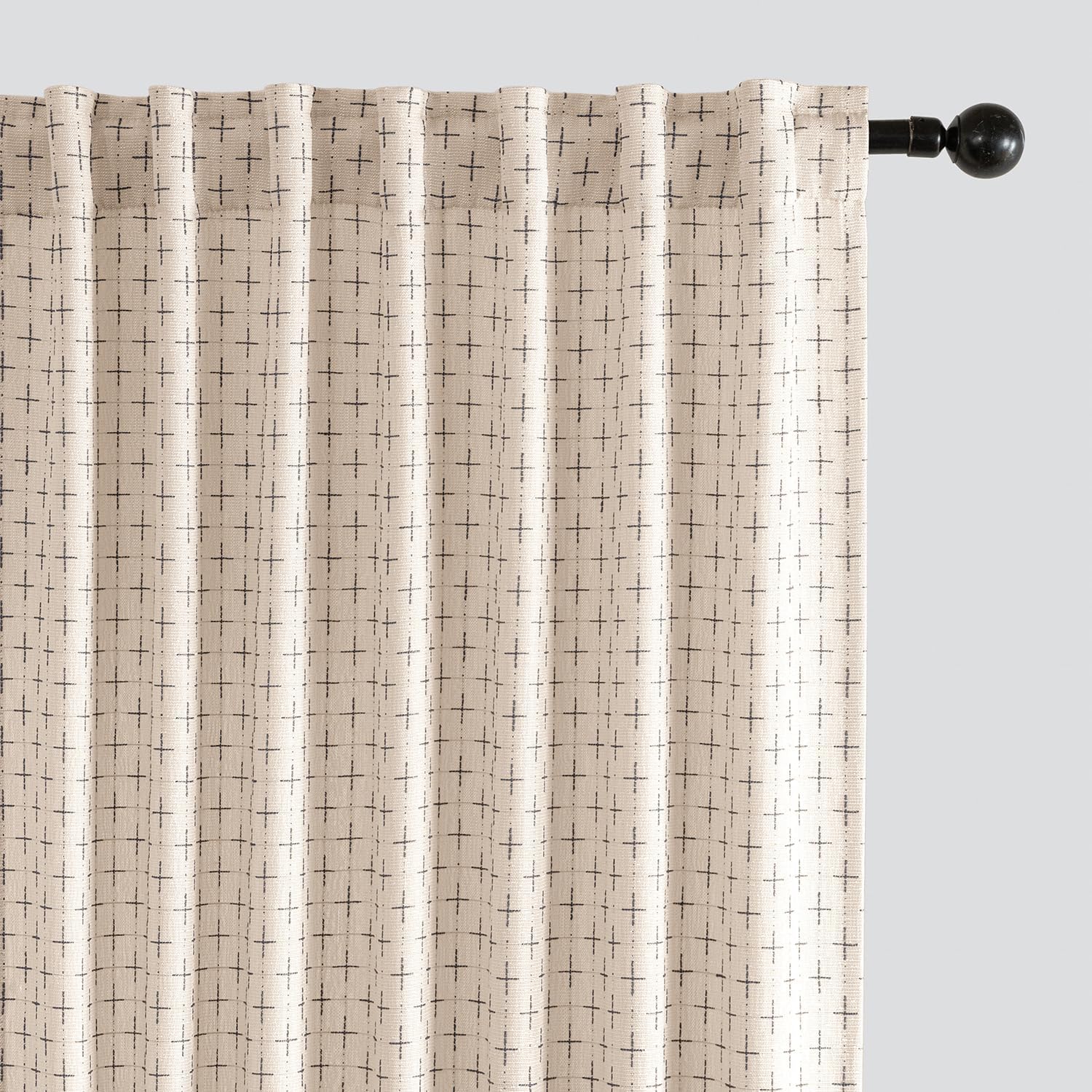 MIULEE Decorative Back Tab Linen Curtains with Geometric Pattern for Living Room Bedroom Farmhouse Rustic Thick Woven Textured Patterned Mudcloth Drapes 90 Inch Long 2 Panels Set, Olive Green
