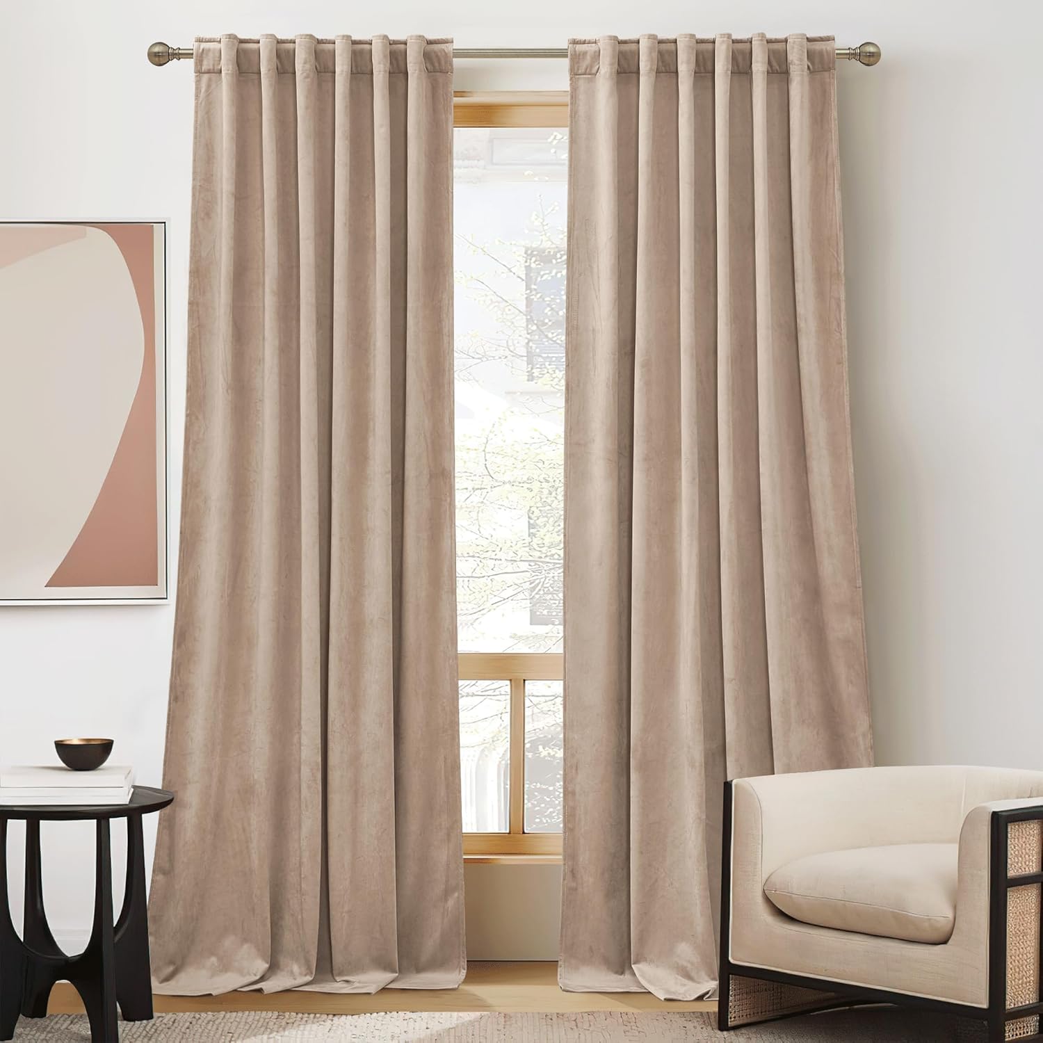 RYB HOME Velvet Curtains 96 inches - Blackout Curtains for Living Room,Thermal Insulated Noise Reducing Panels Luxury Vertical Sense Window Decor for Party Backdrops, Navy Blue, W52 x L96, 2 Panels
