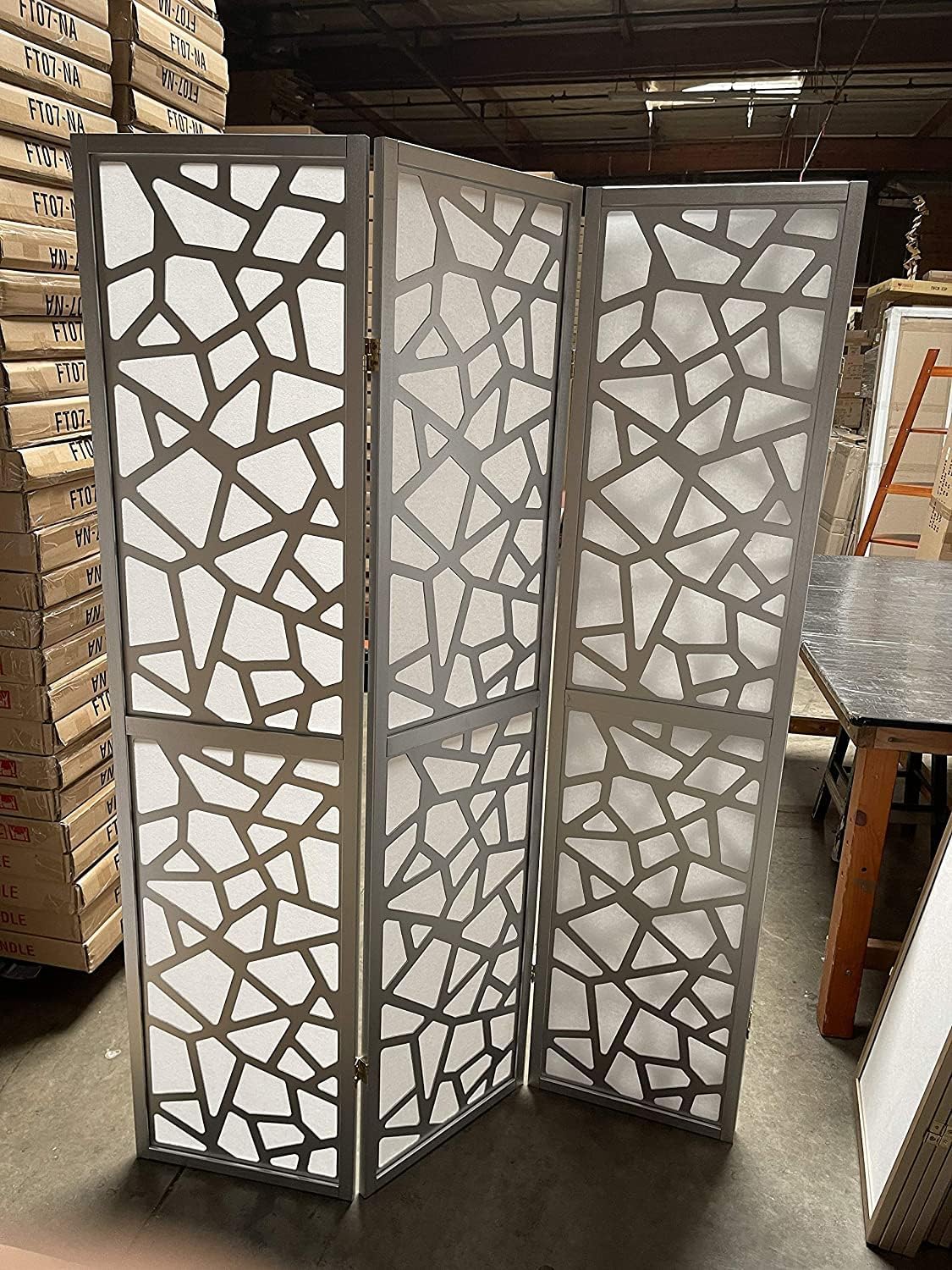 Mosaic Breeze Room Divider, 3-8 Panel (Gold, 4 Panel)