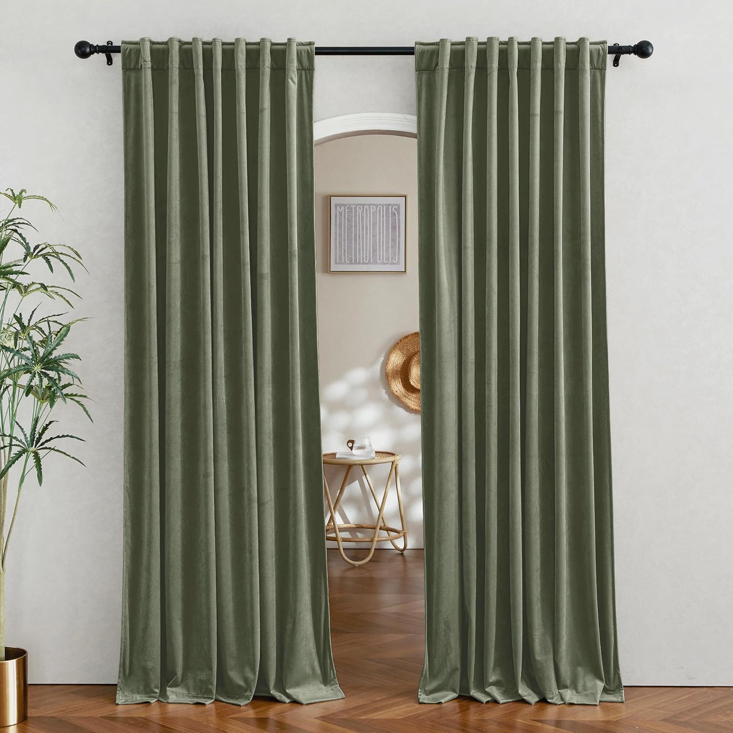 RYB HOME Velvet Curtains 96 inches - Blackout Curtains for Living Room,Thermal Insulated Noise Reducing Panels Luxury Vertical Sense Window Decor for Party Backdrops, Navy Blue, W52 x L96, 2 Panels