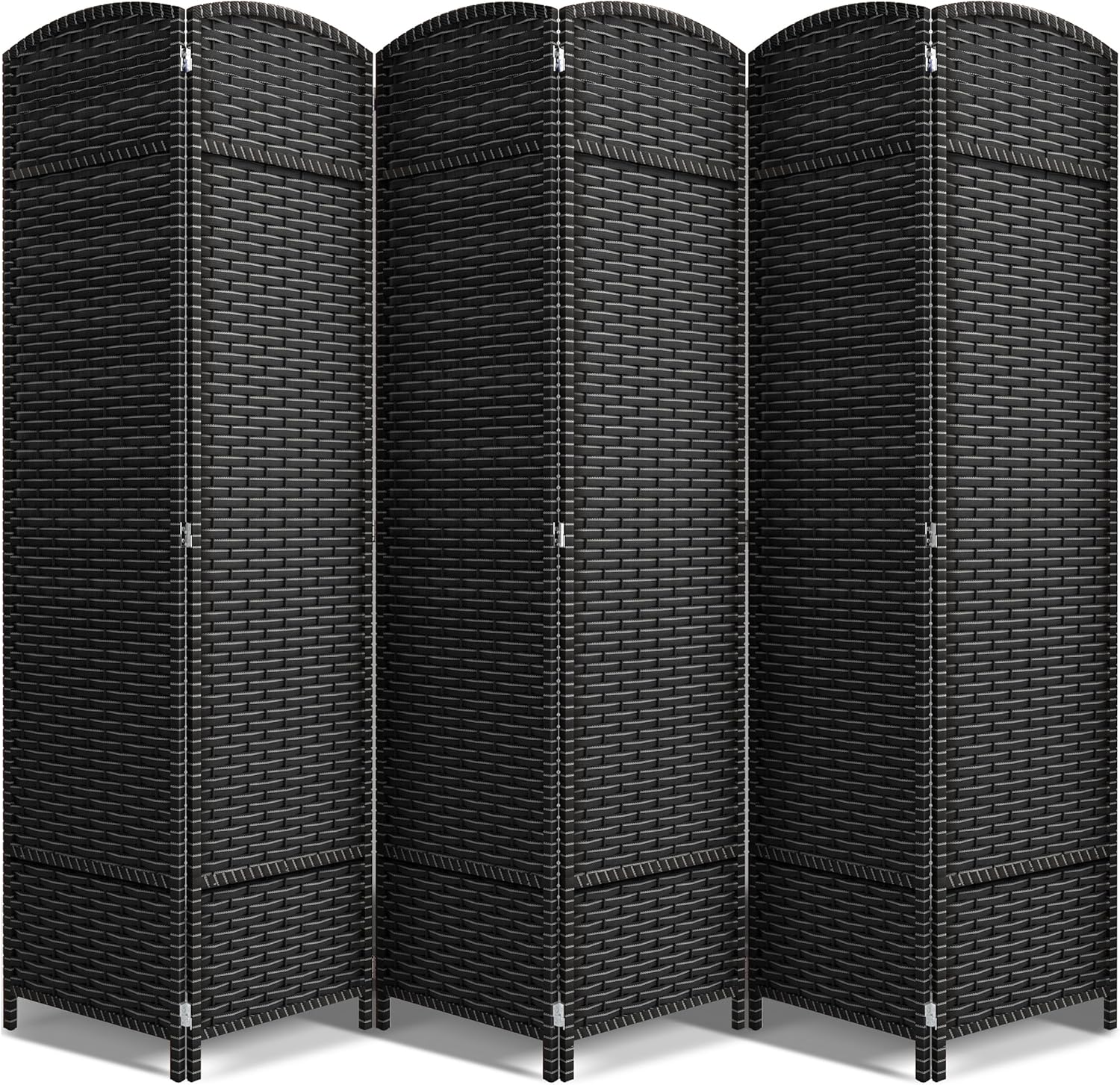 Sorbus 8-Panel Black Room Divider with Double Hinged Panels, 6 ft Tall Folding Privacy Screen