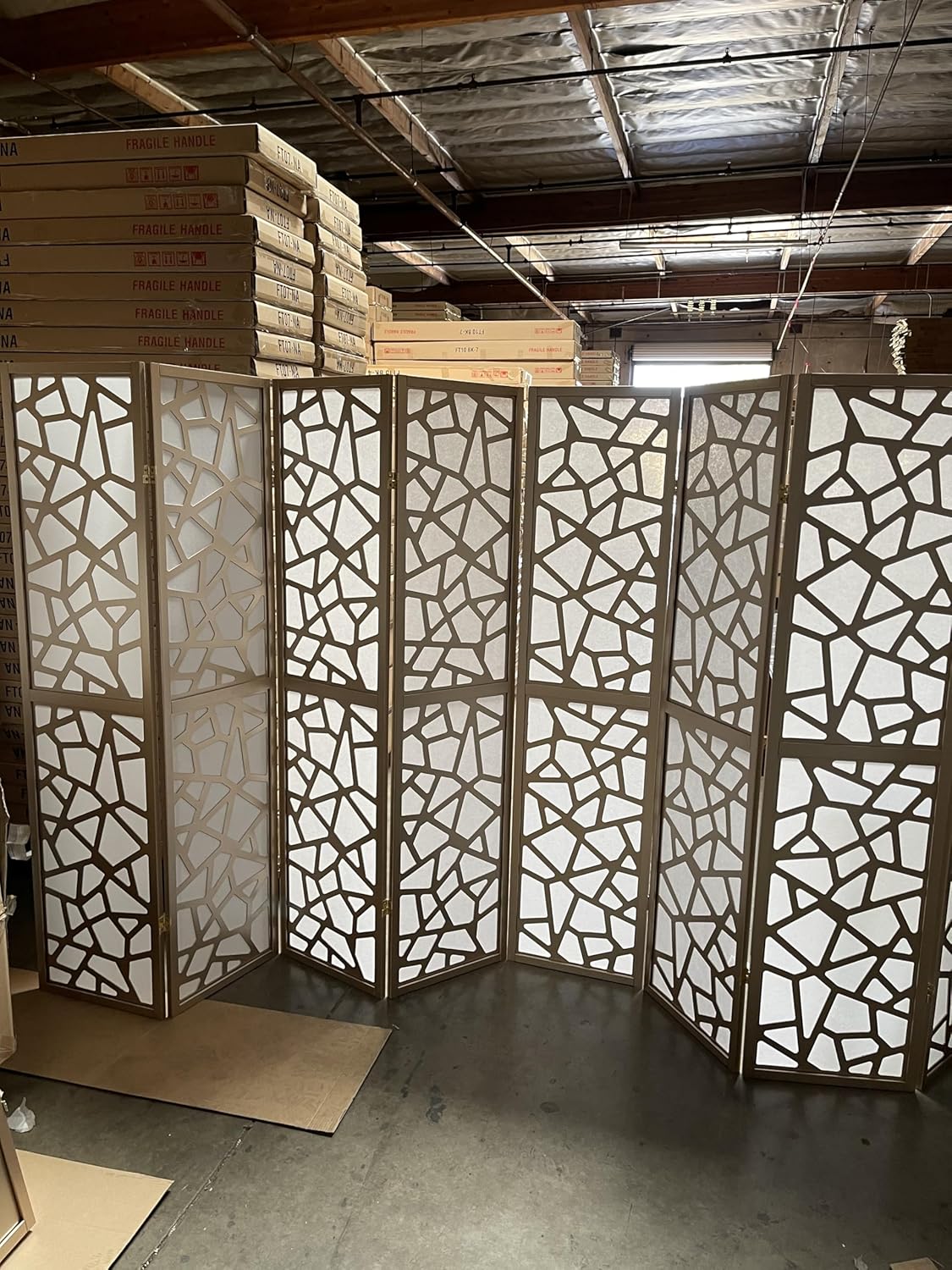 Mosaic Breeze Room Divider, 3-8 Panel (Gold, 4 Panel)
