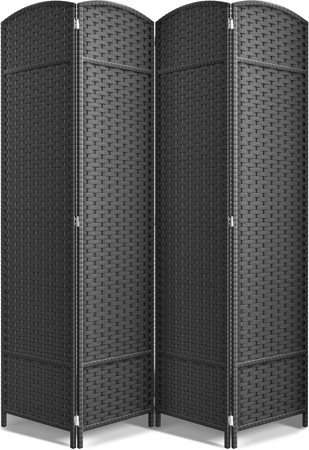 Sorbus 8-Panel Black Room Divider with Double Hinged Panels, 6 ft Tall Folding Privacy Screen