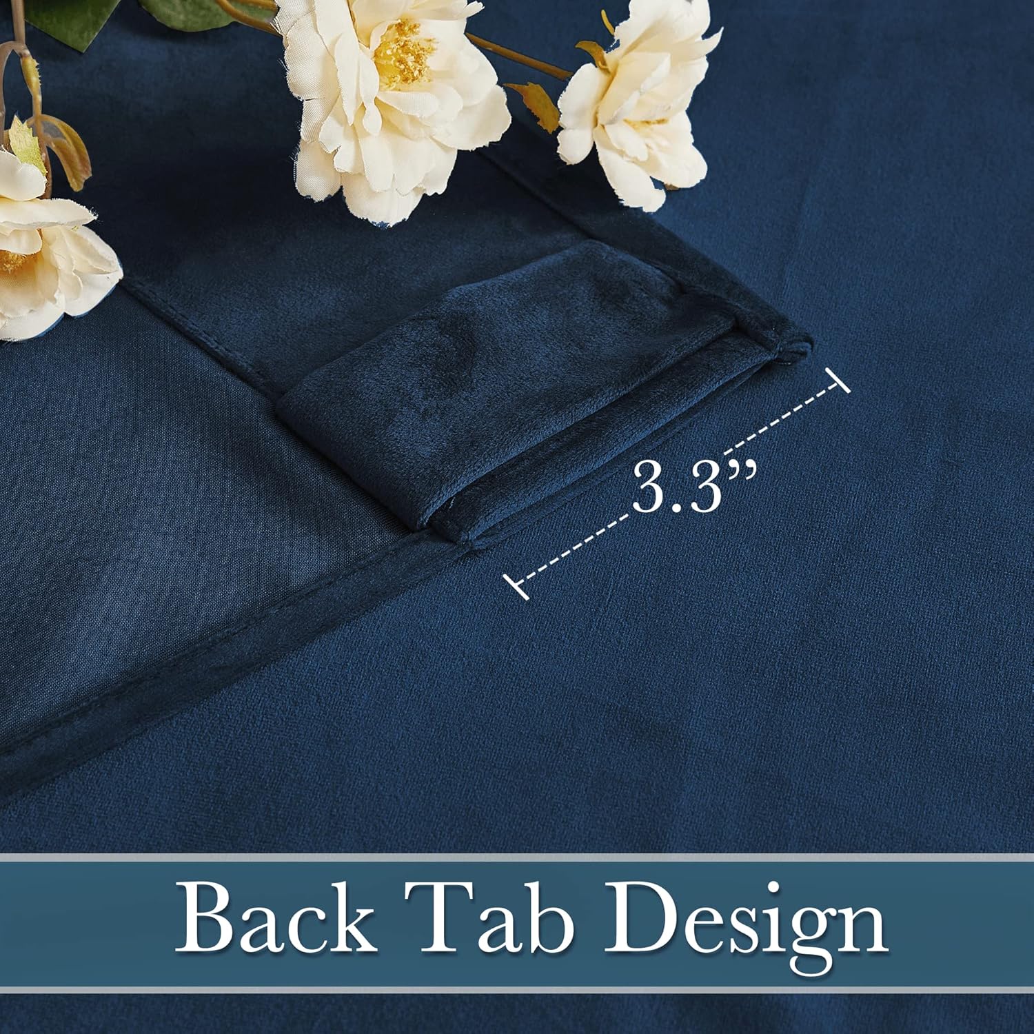 RYB HOME Velvet Curtains 96 inches - Blackout Curtains for Living Room,Thermal Insulated Noise Reducing Panels Luxury Vertical Sense Window Decor for Party Backdrops, Navy Blue, W52 x L96, 2 Panels