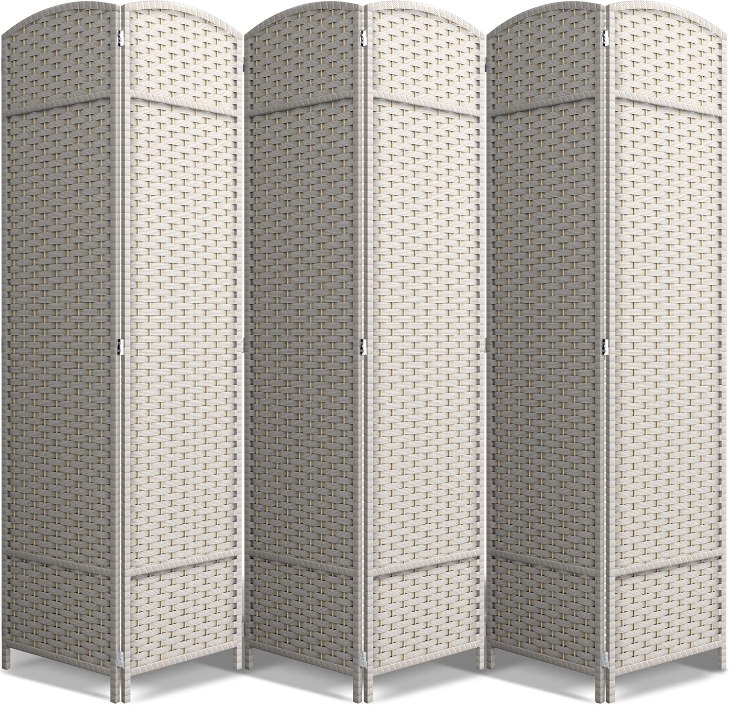 Sorbus 8-Panel Black Room Divider with Double Hinged Panels, 6 ft Tall Folding Privacy Screen