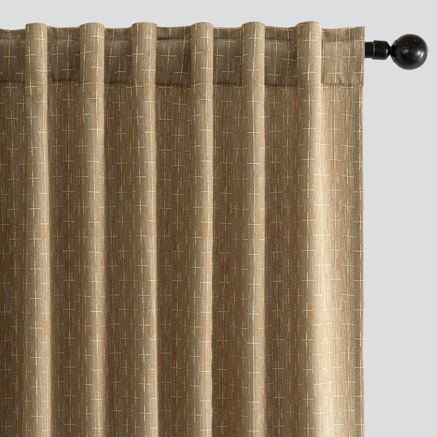 MIULEE Decorative Back Tab Linen Curtains with Geometric Pattern for Living Room Bedroom Farmhouse Rustic Thick Woven Textured Patterned Mudcloth Drapes 90 Inch Long 2 Panels Set, Olive Green