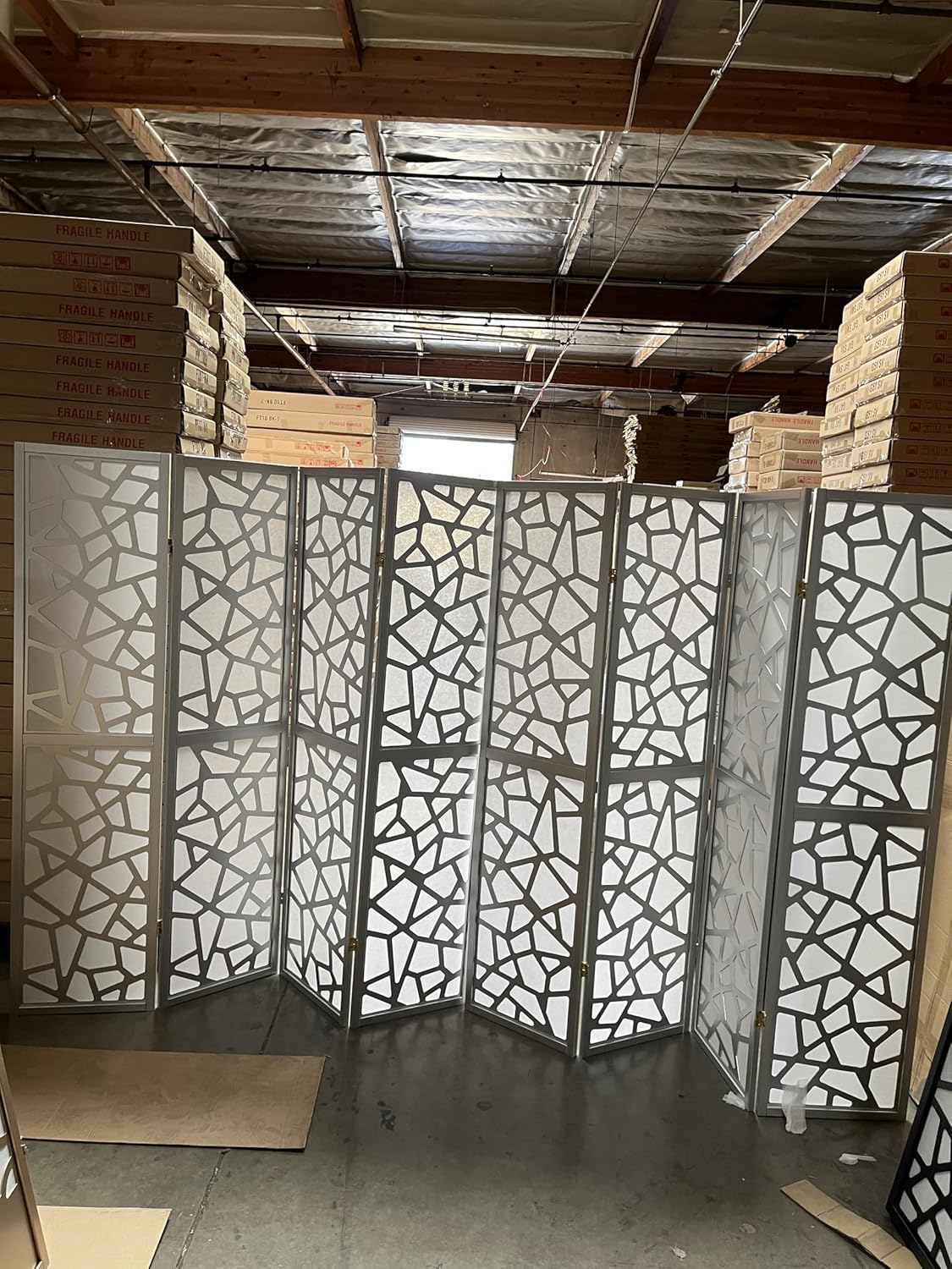 Mosaic Breeze Room Divider, 3-8 Panel (Gold, 4 Panel)
