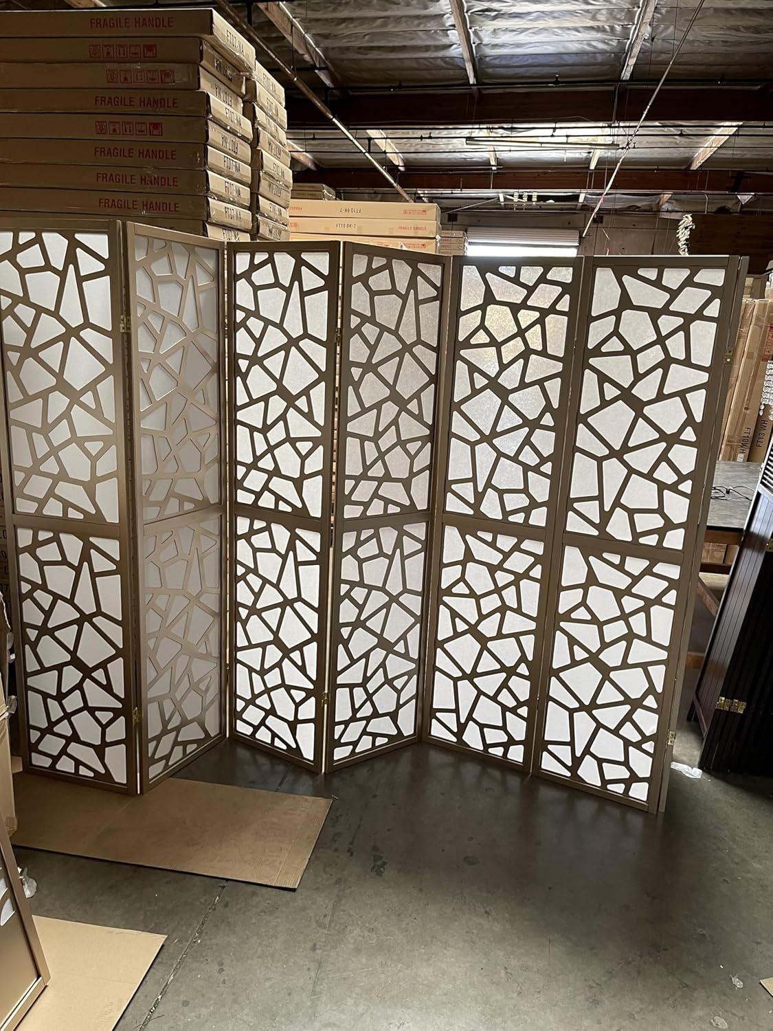 Mosaic Breeze Room Divider, 3-8 Panel (Gold, 4 Panel)