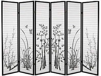 Serenity Bamboo Garden Room Divider, 3-8 Panels (8 Panels with Butterflies)