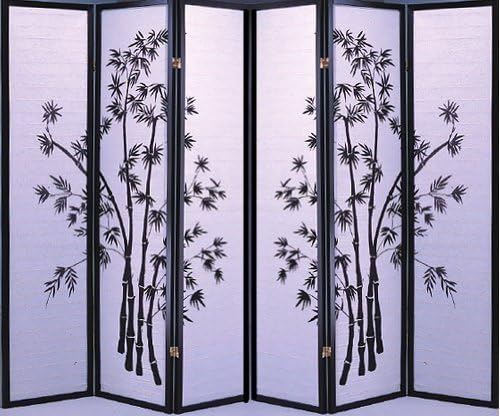 Serenity Bamboo Garden Room Divider, 3-8 Panels (8 Panels with Butterflies)