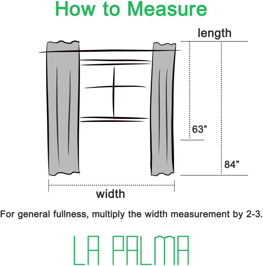 LA PALMA 100% Blackout Grommet Curtains – Ultimate Light Blocking Privacy Drapes for Bedroom Living Room – Durable Window Treatment 2 Panels in 1 Set