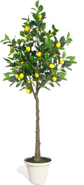 Artificial Lemon Tree, 5FT Fake Lemon Plant, Faux Lemon Tree with Realistic Trunk and Lifelike Leaves, Plastic Lemon Fruit Tree for Home Decor Living Room Office
