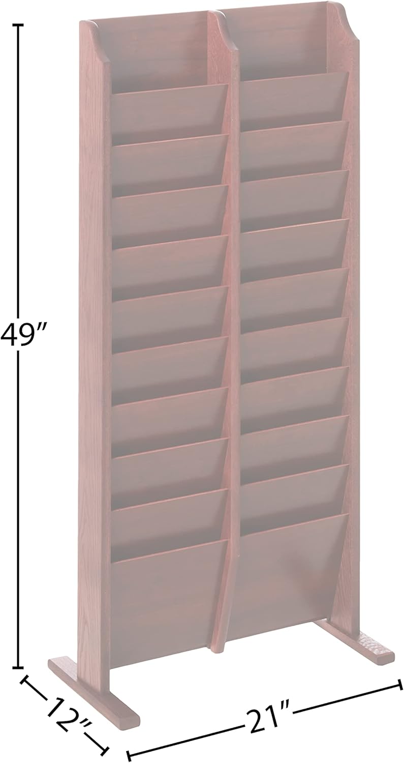Wooden Mallet 20 Pocket Cascade Free-Standing Rack Magazine Holder, Mahogany (MR20-FSMH)