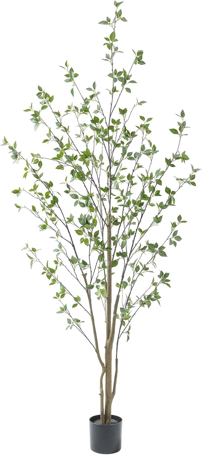 Bellacat 6ft Artificial Minimalist Citrus Tree with Lifelike Leaves, 72in Faux Citrus Tree with Realistic Trunks, Faux Tree Indoor Outdoor for Home Office Living Room Bedroom Porch Decor.
