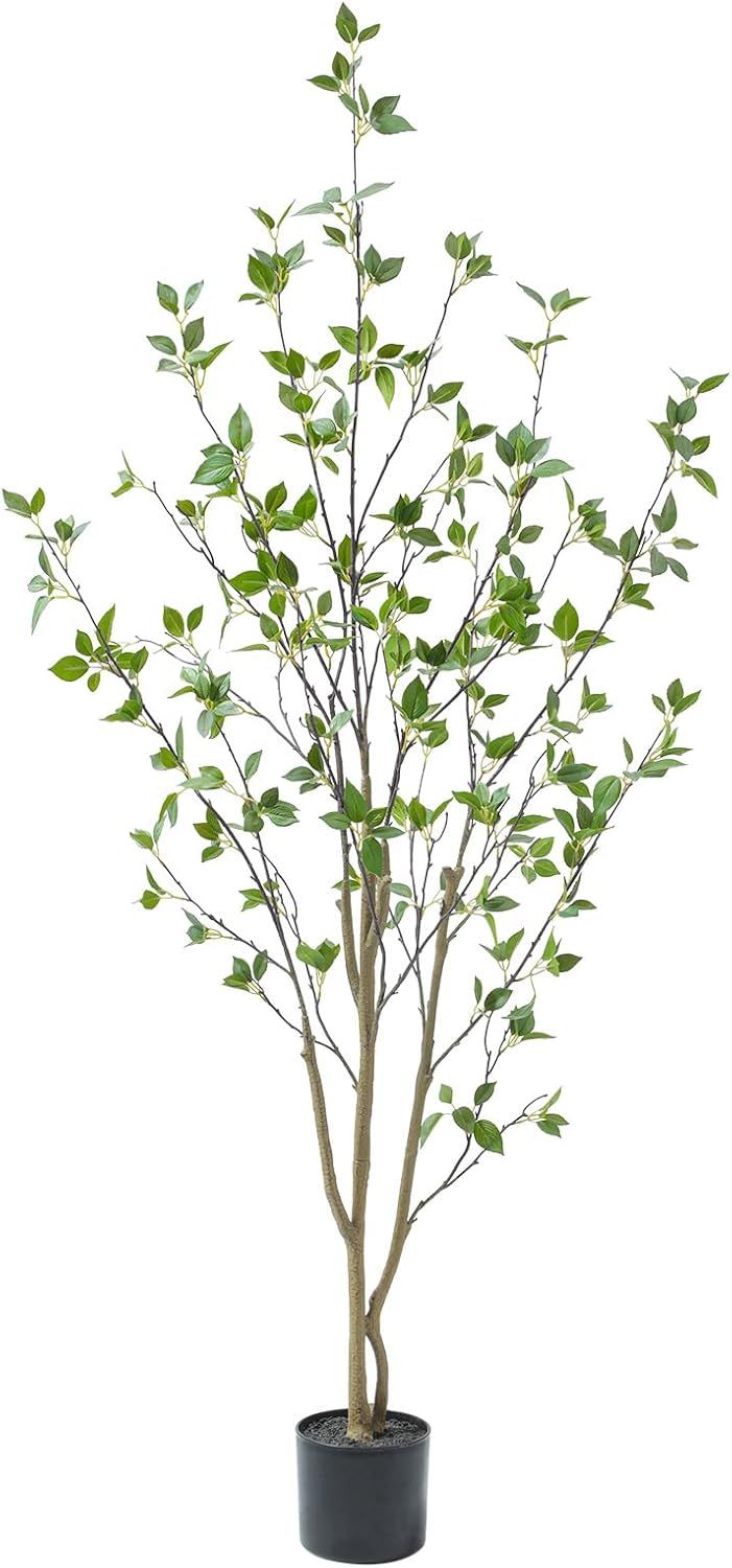Bellacat 6ft Artificial Minimalist Citrus Tree with Lifelike Leaves, 72in Faux Citrus Tree with Realistic Trunks, Faux Tree Indoor Outdoor for Home Office Living Room Bedroom Porch Decor.