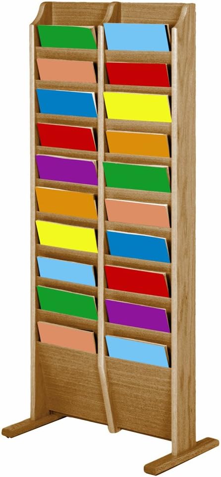 Wooden Mallet 20 Pocket Cascade Free-Standing Rack Magazine Holder, Mahogany (MR20-FSMH)