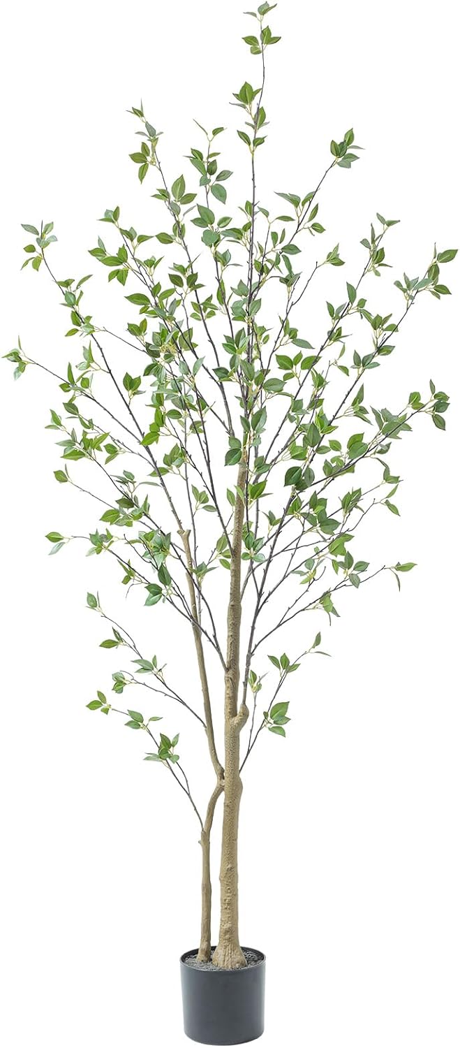 Bellacat 6ft Artificial Minimalist Citrus Tree with Lifelike Leaves, 72in Faux Citrus Tree with Realistic Trunks, Faux Tree Indoor Outdoor for Home Office Living Room Bedroom Porch Decor.