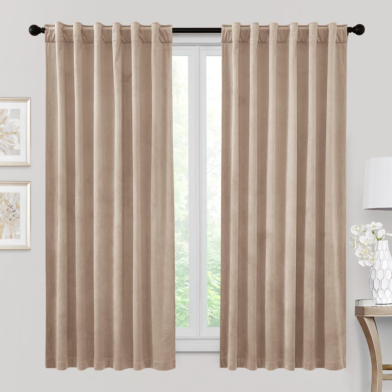 RYB HOME Velvet Curtains 96 inches - Blackout Curtains for Living Room,Thermal Insulated Noise Reducing Panels Luxury Vertical Sense Window Decor for Party Backdrops, Navy Blue, W52 x L96, 2 Panels
