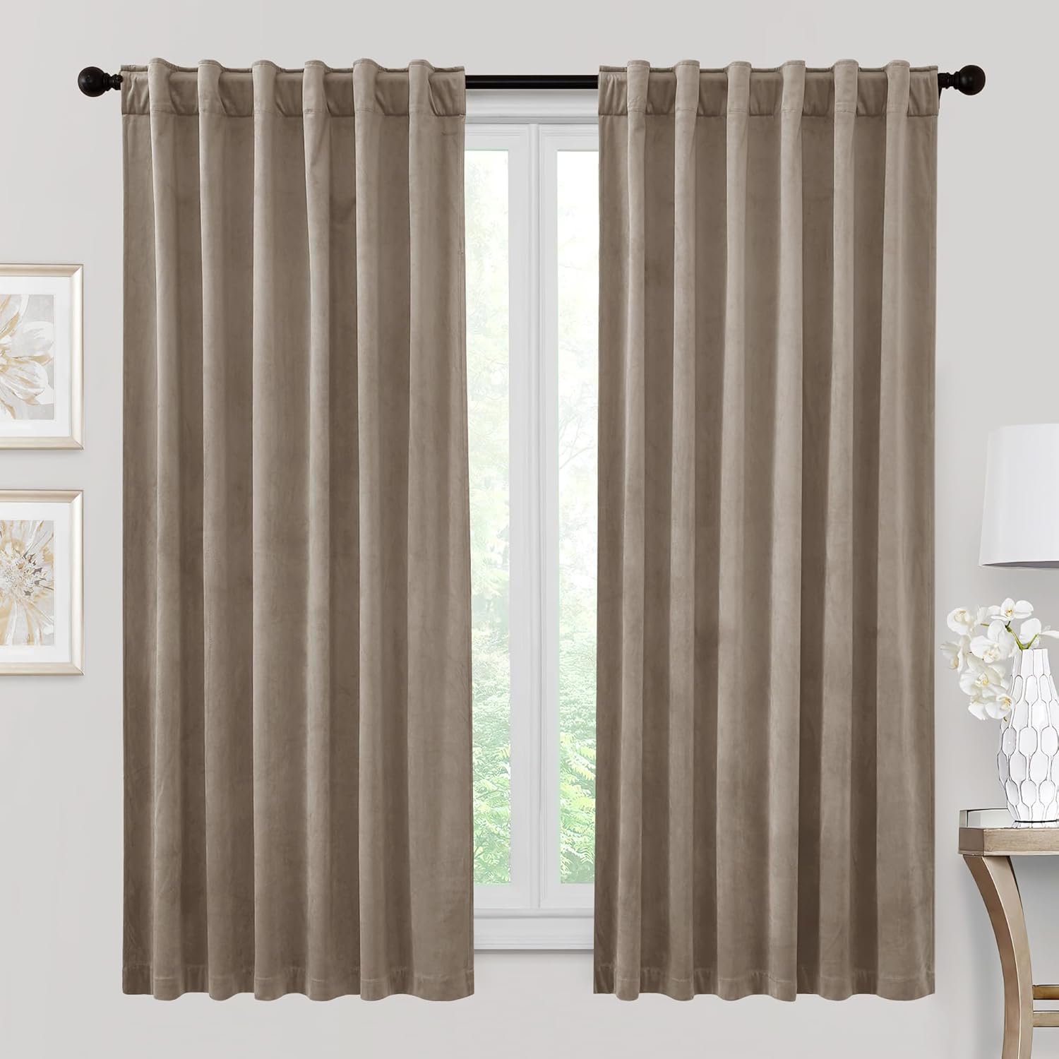 RYB HOME Velvet Curtains 96 inches - Blackout Curtains for Living Room,Thermal Insulated Noise Reducing Panels Luxury Vertical Sense Window Decor for Party Backdrops, Navy Blue, W52 x L96, 2 Panels