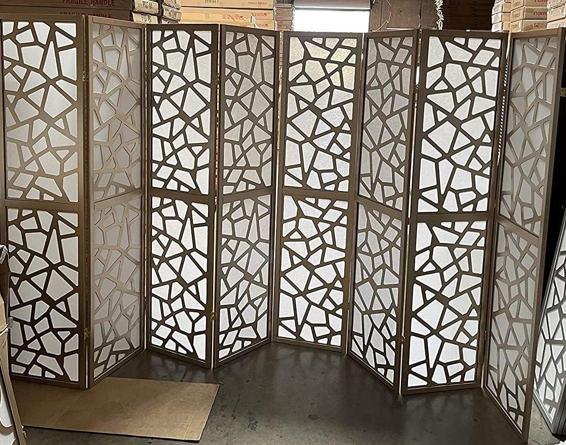 Mosaic Breeze Room Divider, 3-8 Panel (Gold, 4 Panel)